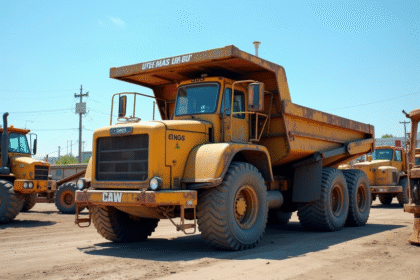 Camion benne d'occasion dans un chantier ensoleille