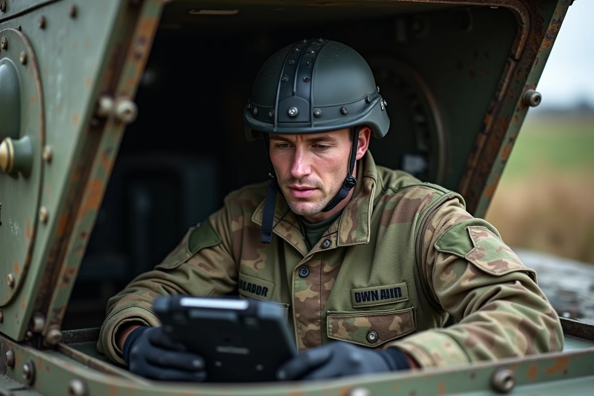 Portrait d’un commandant de char dans la tourelle du Challenger 2