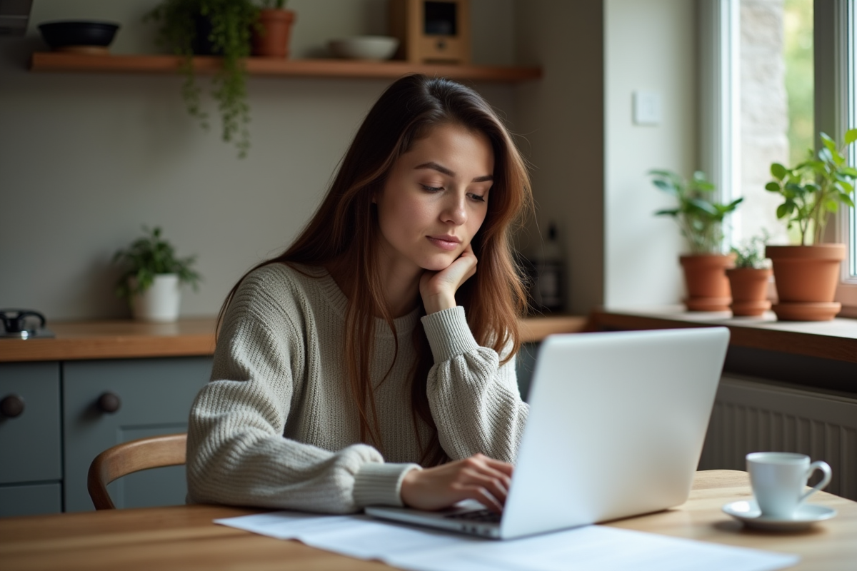 Femme lisant des documents d