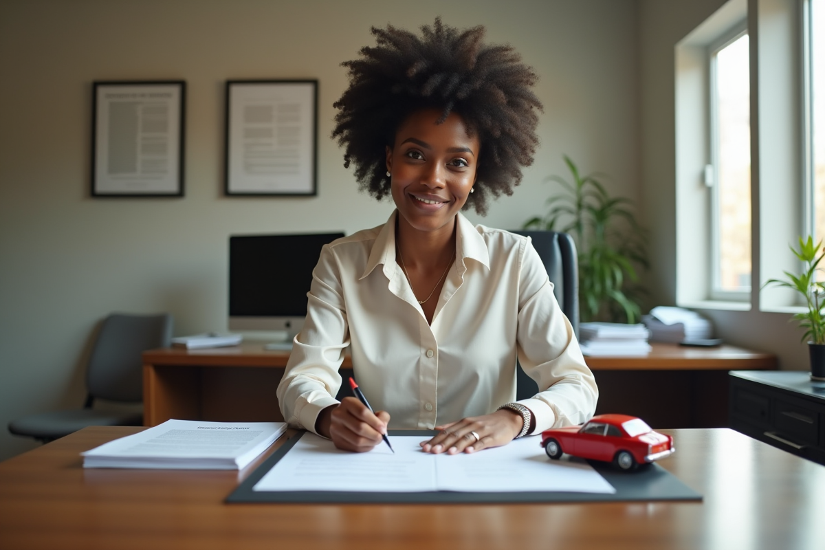 Femme noire signant un formulaire d