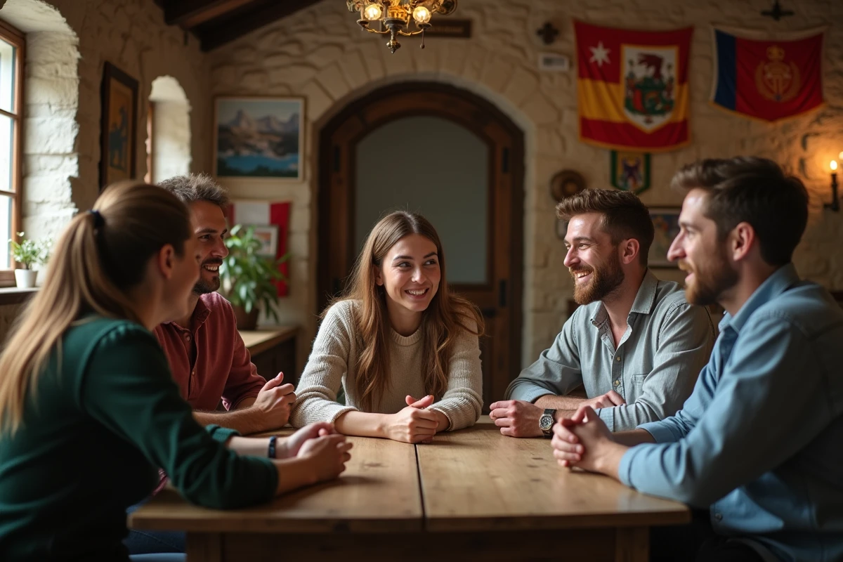 Groupe de personnes discutant dans une salle communautaire