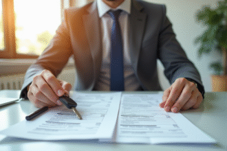 Personne confiante examinant deux contrats d'assurance auto
