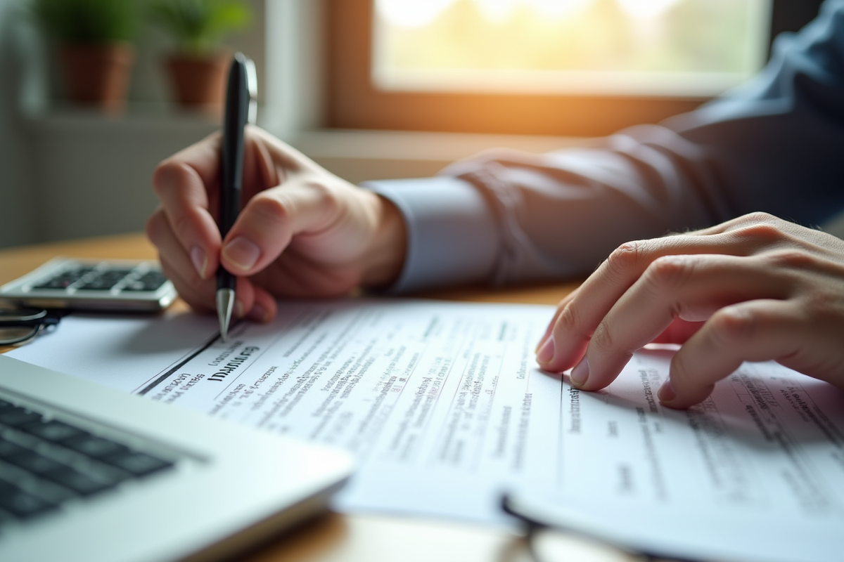 Mains remplissant un formulaire de déclaration d